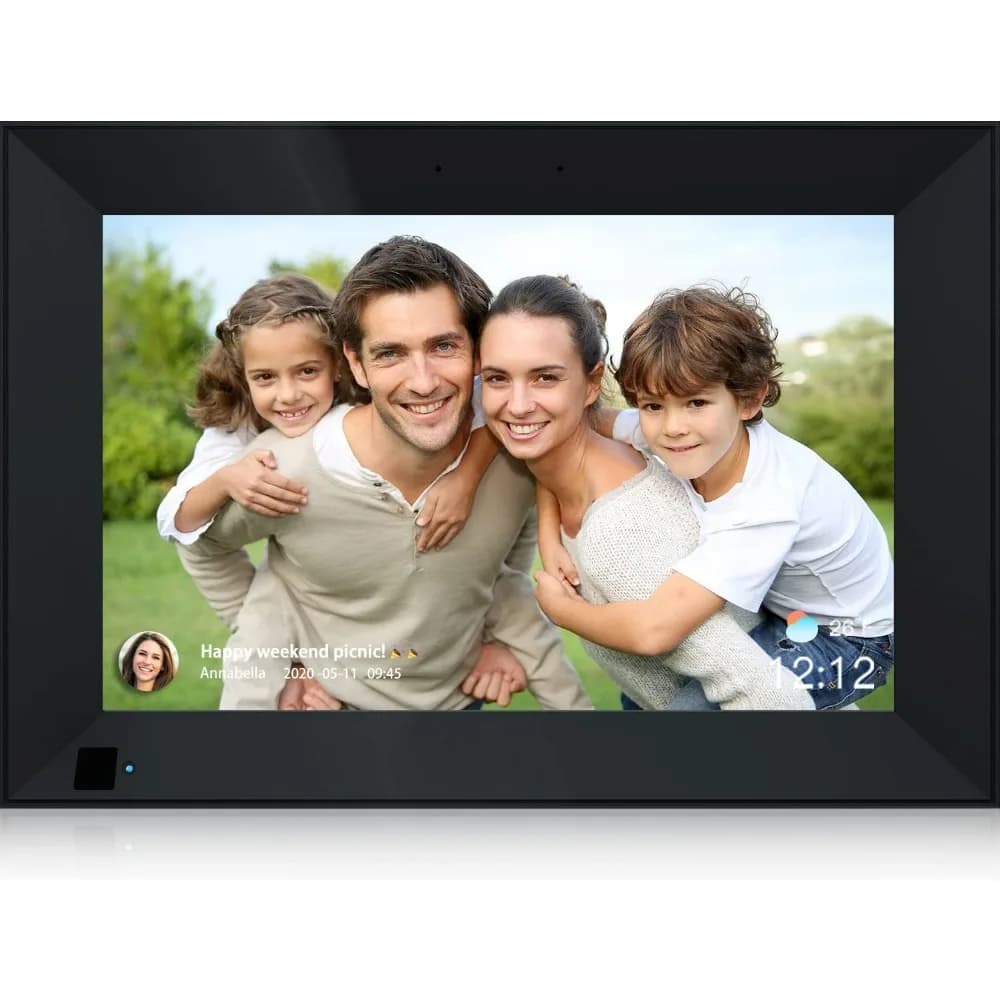 Cornice digitale WiFi da 10 pollici con touchscreen IPS HD 1280x800, 32GB, per condividere foto e video istantaneamente da qualsiasi luogo.