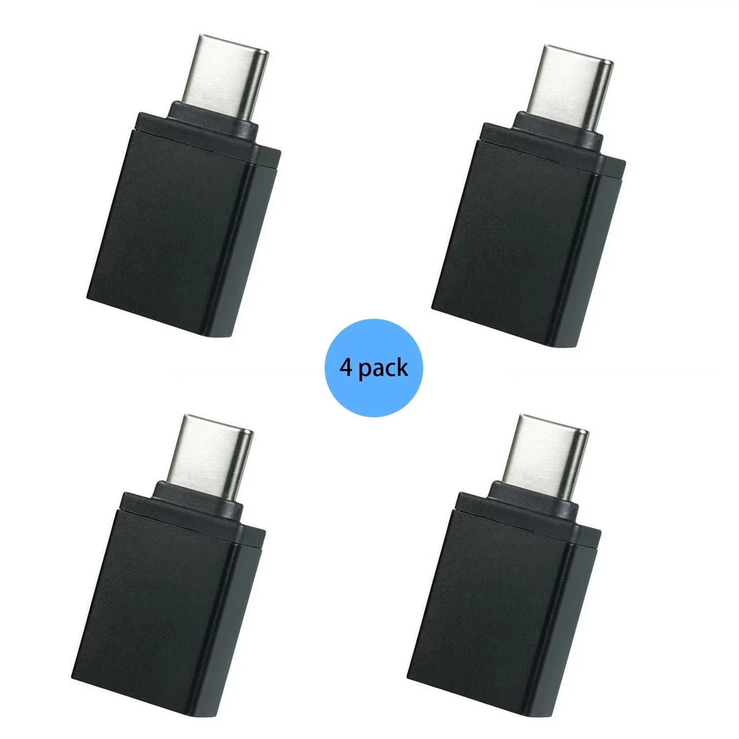 Pack of 4 USB C OTG Adapters to USB 3.0 Female, Type-C Converter Thunderbolt 4 for iPhone 17/16, Hard Drive, Printers, Cameras, Laptop