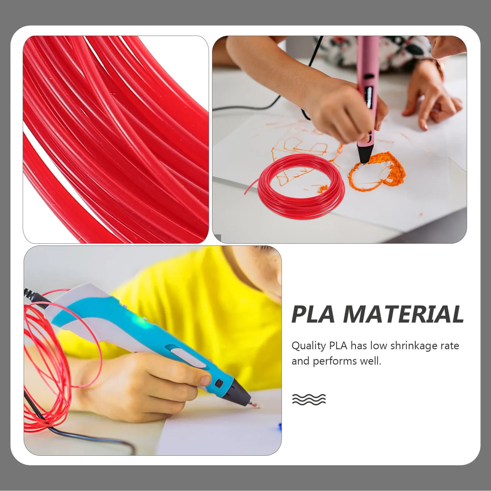 Filament PLA from 10 Meters 1,75mm for 3D Pen, Vacuum Sealed, Low Retreat, Tested Performance, 3D Print Materials for Beginners and