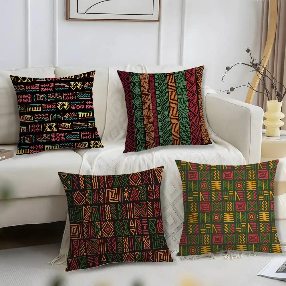 Cushion pillow with African tribal pattern Short pillow lining with plush print Square pillow lining Sofa house decoration