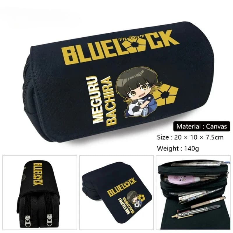 Nuovo Astuccio Anime Blues con Chiusura, Doppio Scomparto, Borsa per Cosmetici, Portapenne per Studenti, Scuola e Ufficio