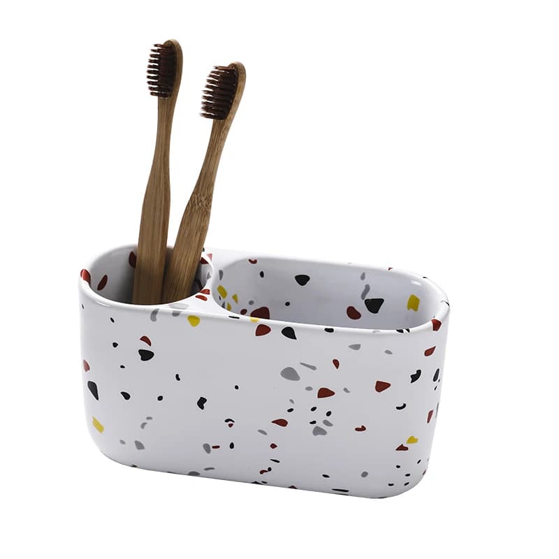 Set da toilette da bagno, tazza per collutorio in ceramica terrazzo semplice e creativa, portaspazzolino
