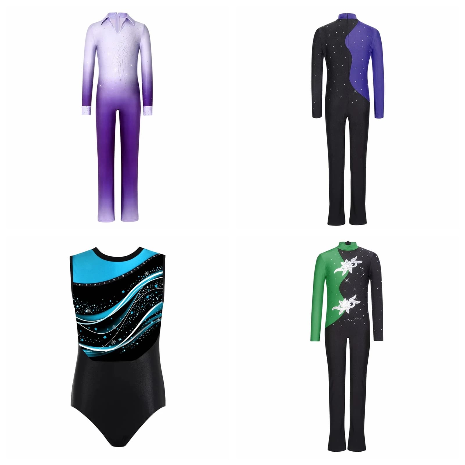 Costume da Pattinaggio su Ghiaccio per Adolescenti, Tuta da Ginnastica per Bambini, Body da Pattinaggio Artistico per Ragazzi, Body per Ginnastica Ritmica