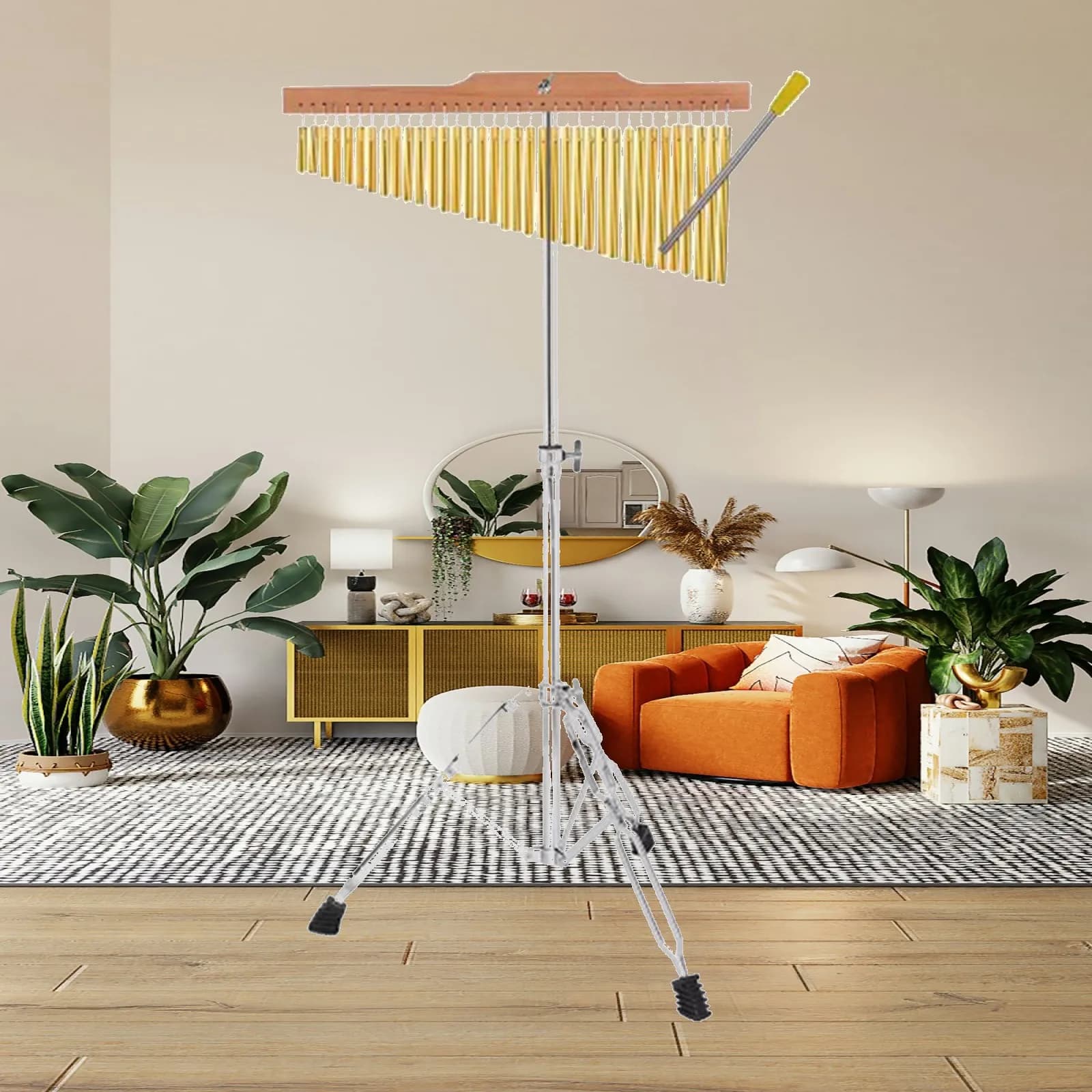 Chimes Percussion with Rack Stand Wind Chime Musical Instrument for Classroom Practice and Studio Music Education