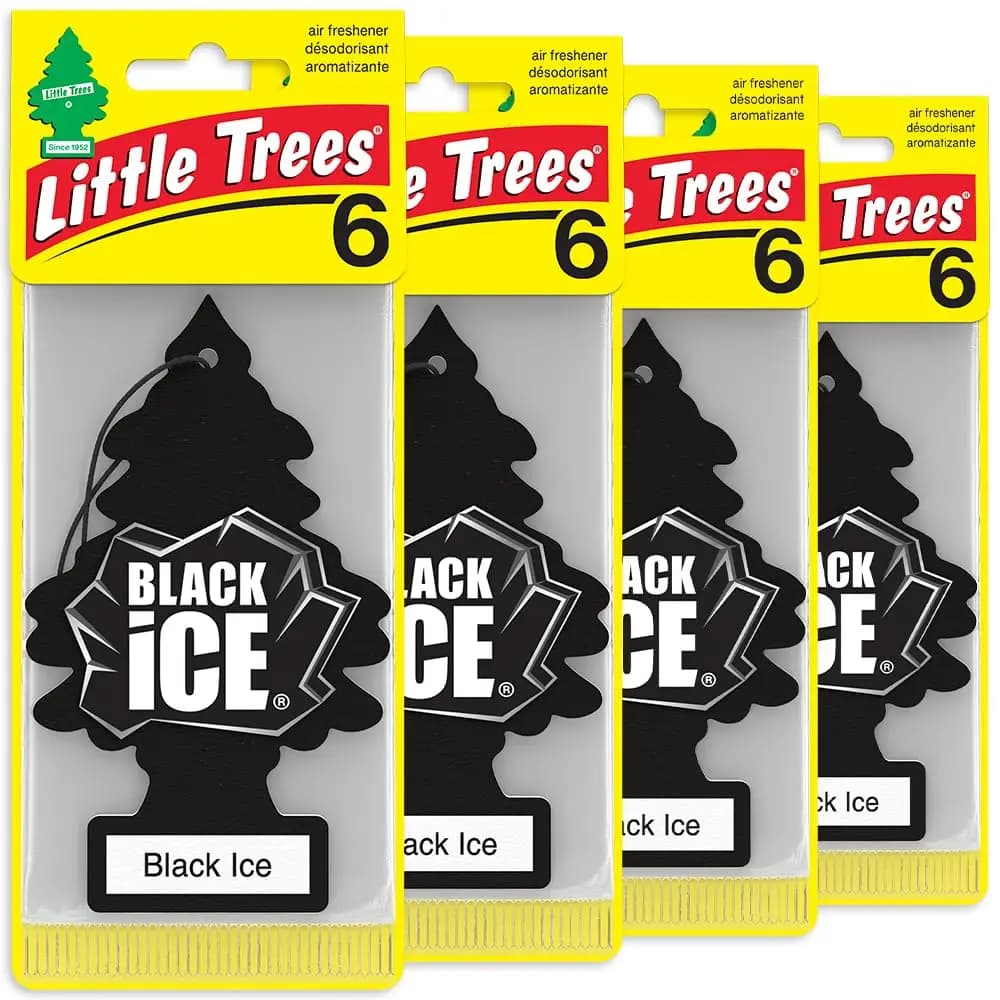 Deodoranti per Auto a Lunga Durata a Forma di Albero, Profumo Black Ice, Confezione da 24 per Auto e Casa