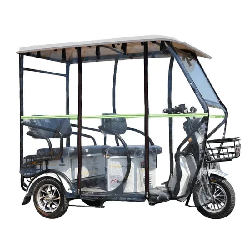 Tettuccio per triciclo Nuovo piccolo autobus Parabrezza Telone Tenda Parasole in vetro Copertura antipioggia trasparente addensata completamente chiusa