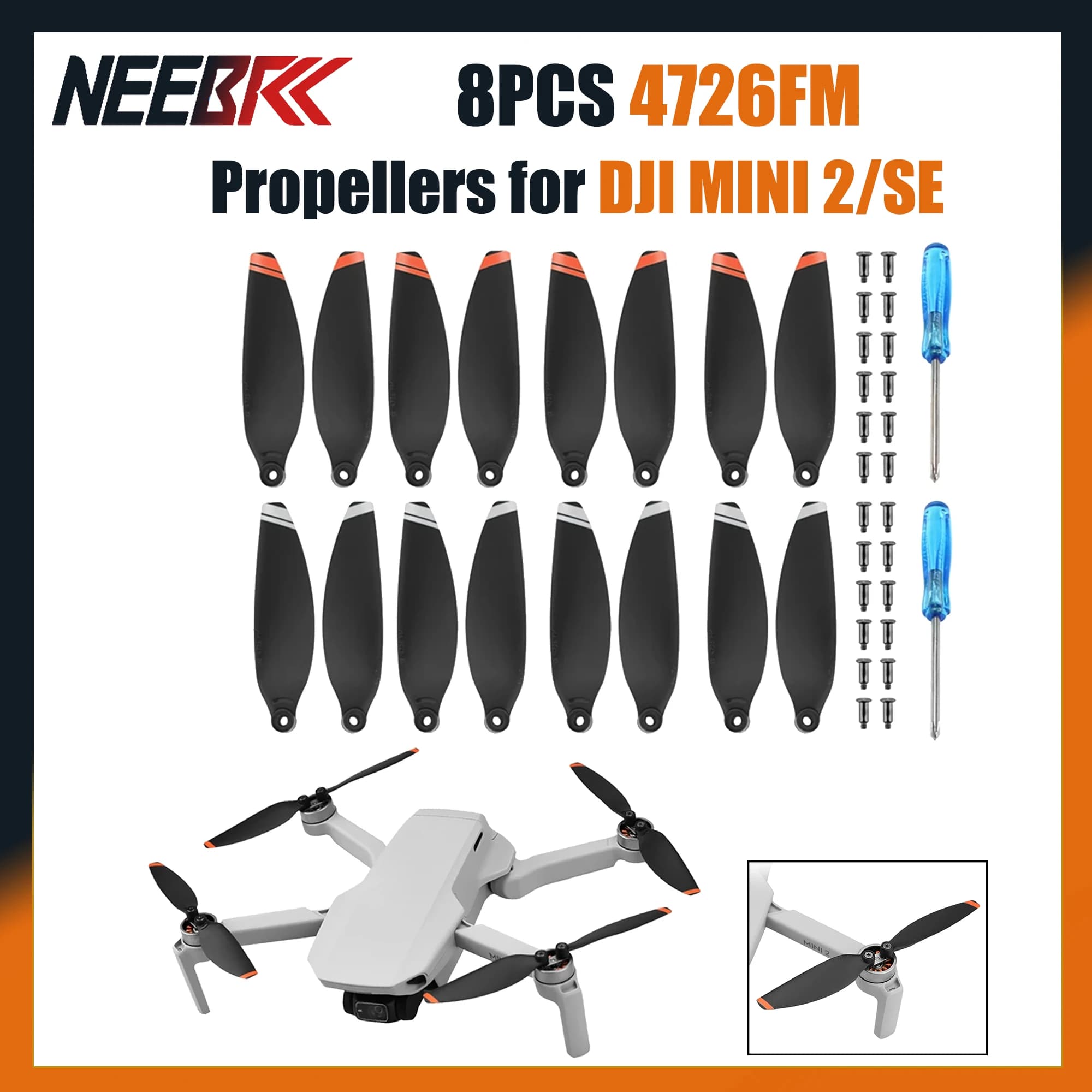 8PCS 4726FM Replacement Drone Eliche Blade Low Noise Winds Replacement Suitable for DJI Mini 2 Drone Accessories