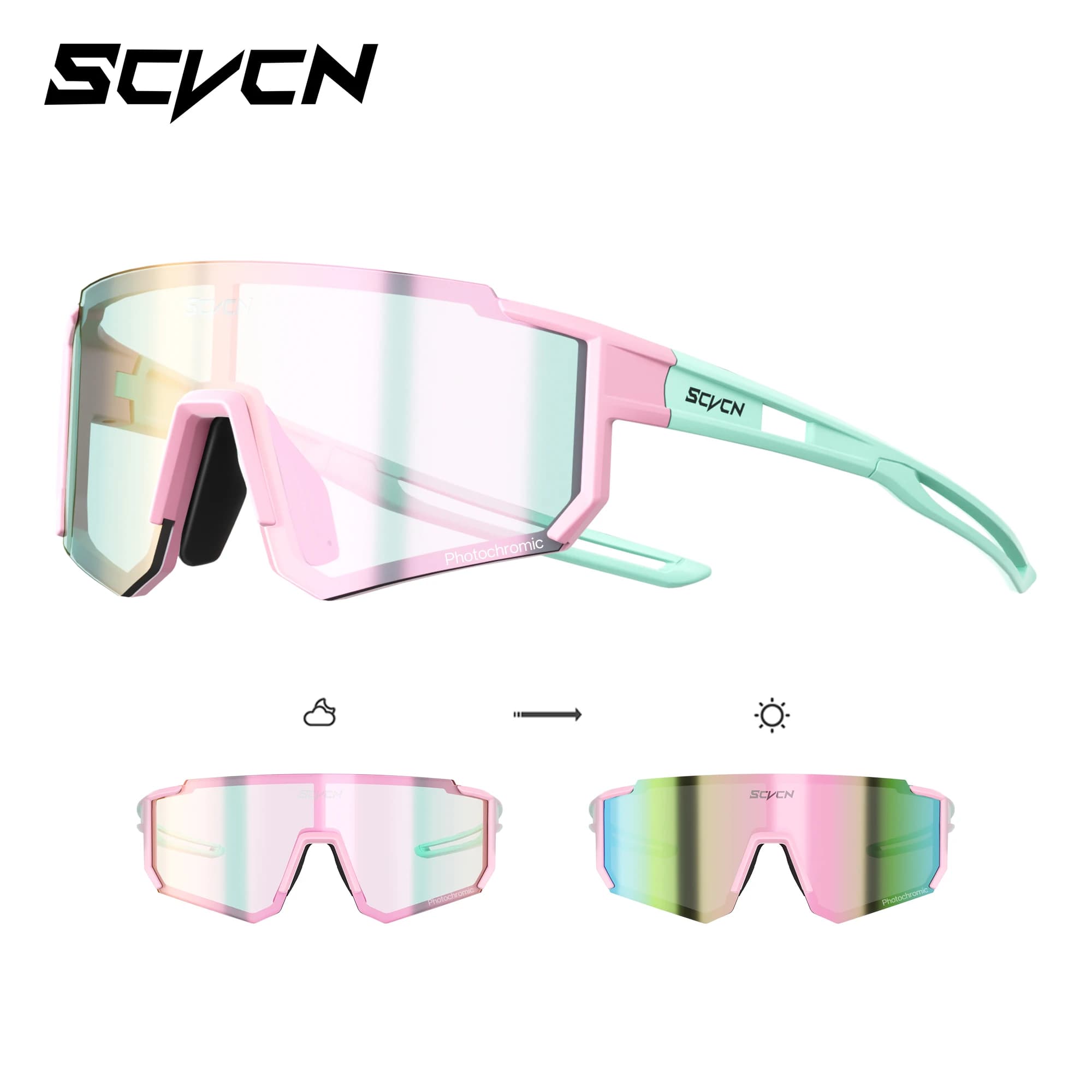 SCVCN Occhiali da sole fotocromatici per bambini Occhiali da ciclismo polarizzati Sport UV400 Occhiali da baseball per ragazzo Occhiali da sole da corsa per escursionismo