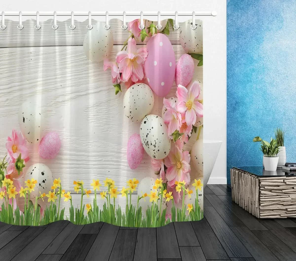 Bordo uova colorate pasqua tessuto impermeabile tenda da doccia Set rivestimento del bagno