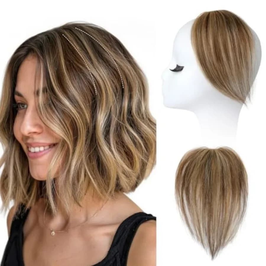 Human Hair Clip-in Hair Volumizer - Short Thick Hairpieces for Extra Volume, Easy Clip-in Extensions for Thin and Fine Hair Lig