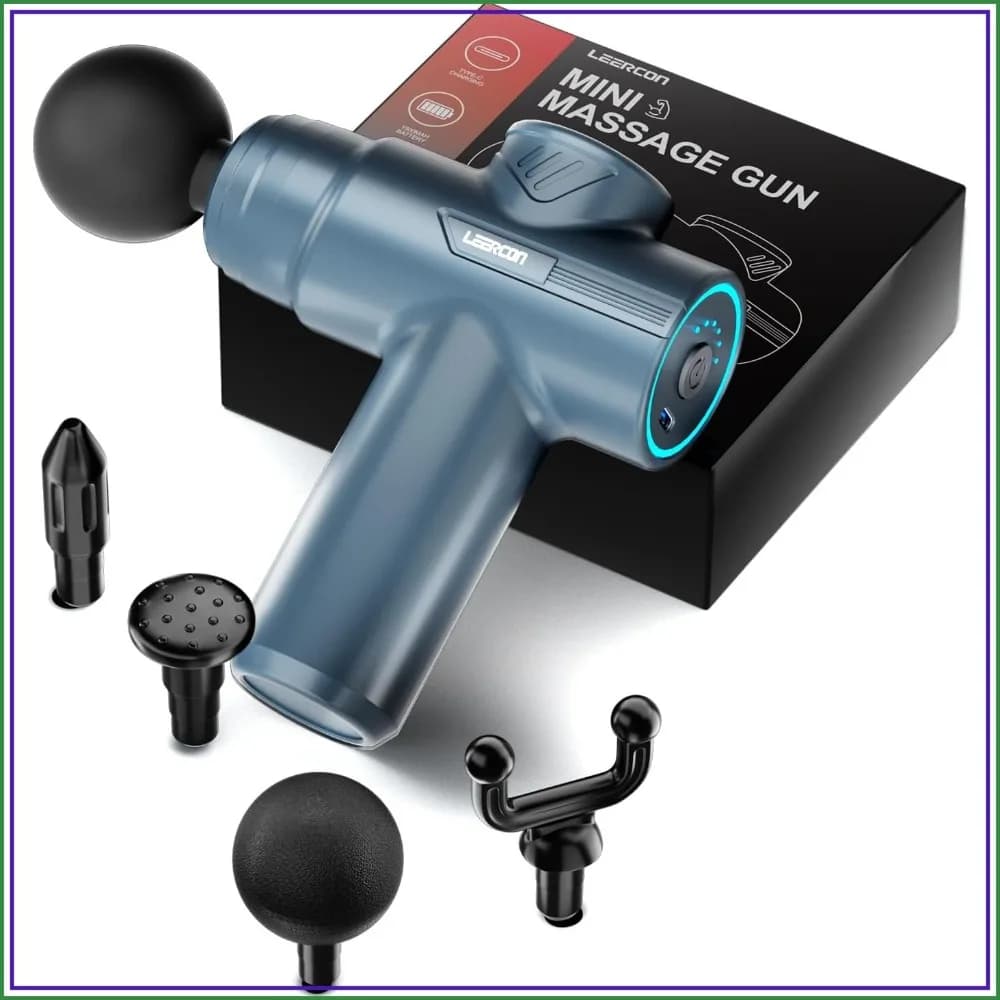 Mini Deep Tissue Massage Gun, 6 Speeds, 4 Heads, Pain Relief, Lightweight & Quiet, Gift for Men & Women