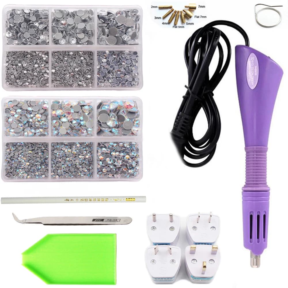 1 Set Riscaldamento Strass Strumento Hot Fix Strass Applicatore di calore Cristalli Strass Perle di vetro Pistola per colla Strass per vestiti