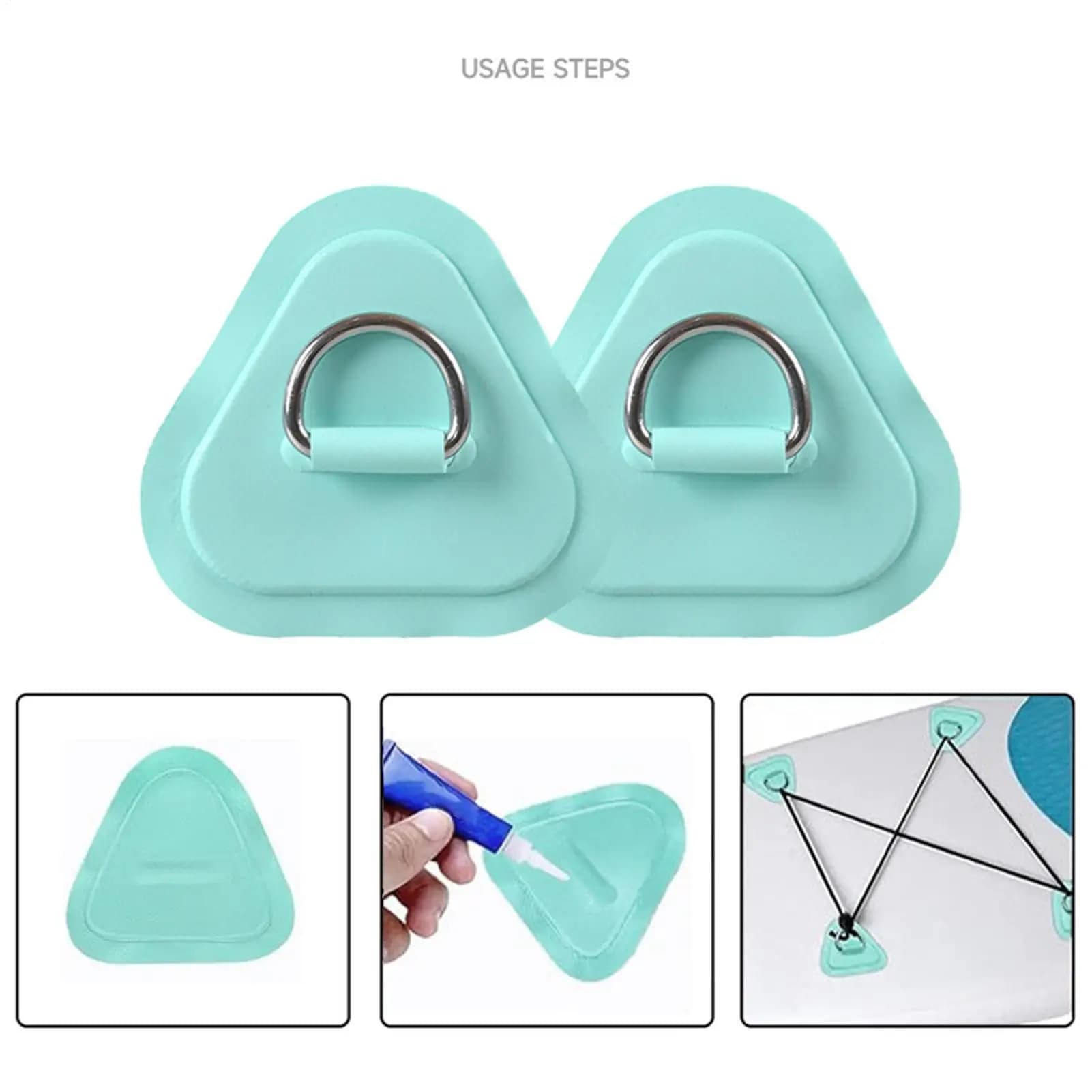 Paddle Board Repair Kit 4-Piece Waterproof Stainless Steel Triangle Paddle Board D-Ring Patch Kit For Kayak Canoe Surfboard