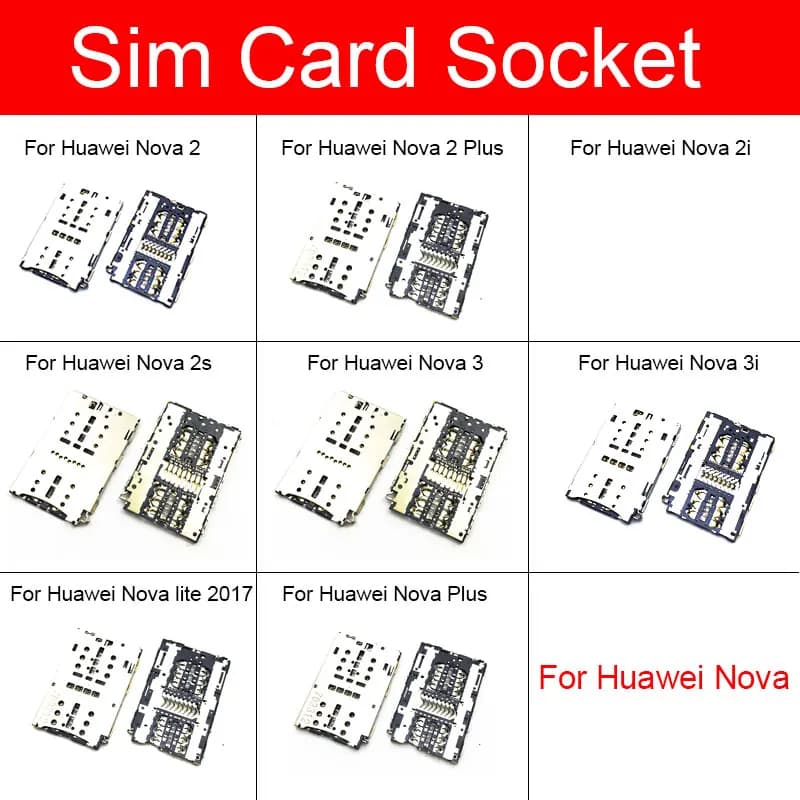 Supporto adattatore scheda SIM per Huawei Nova 2 2I 2S 3I 3 Lite Plus 2017 Lettore di memoria Presa scheda Cavo flessibile Sostituzione riparazione