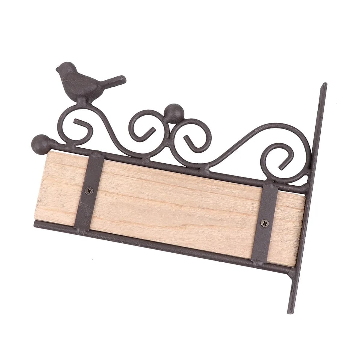 1 Pezzo Targa di Benvenuto Artigianale in Ferro e Legno da Appendere alla Porta con Design Floreale e Uccelli, Decorazione per Ingresso Stile Rustico/Country, Arte da Parete