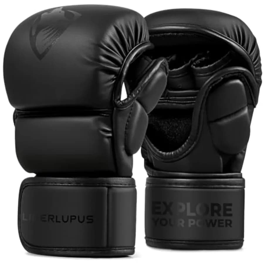 Guanti MMA per Uomo, Guanti da Allenamento con Palmo Aperto per MMA, Sparring, Kickboxing, Muay Thai, Autodifesa Giovanile
