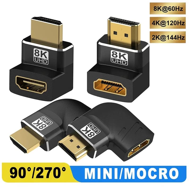 HDMI compatible adapter 8K 60Hz 4K 120Hz/144Hz Mini/Micro HDMI male to HDMI female to HDTV, laptop, PS5/4/3, TV Box, PC