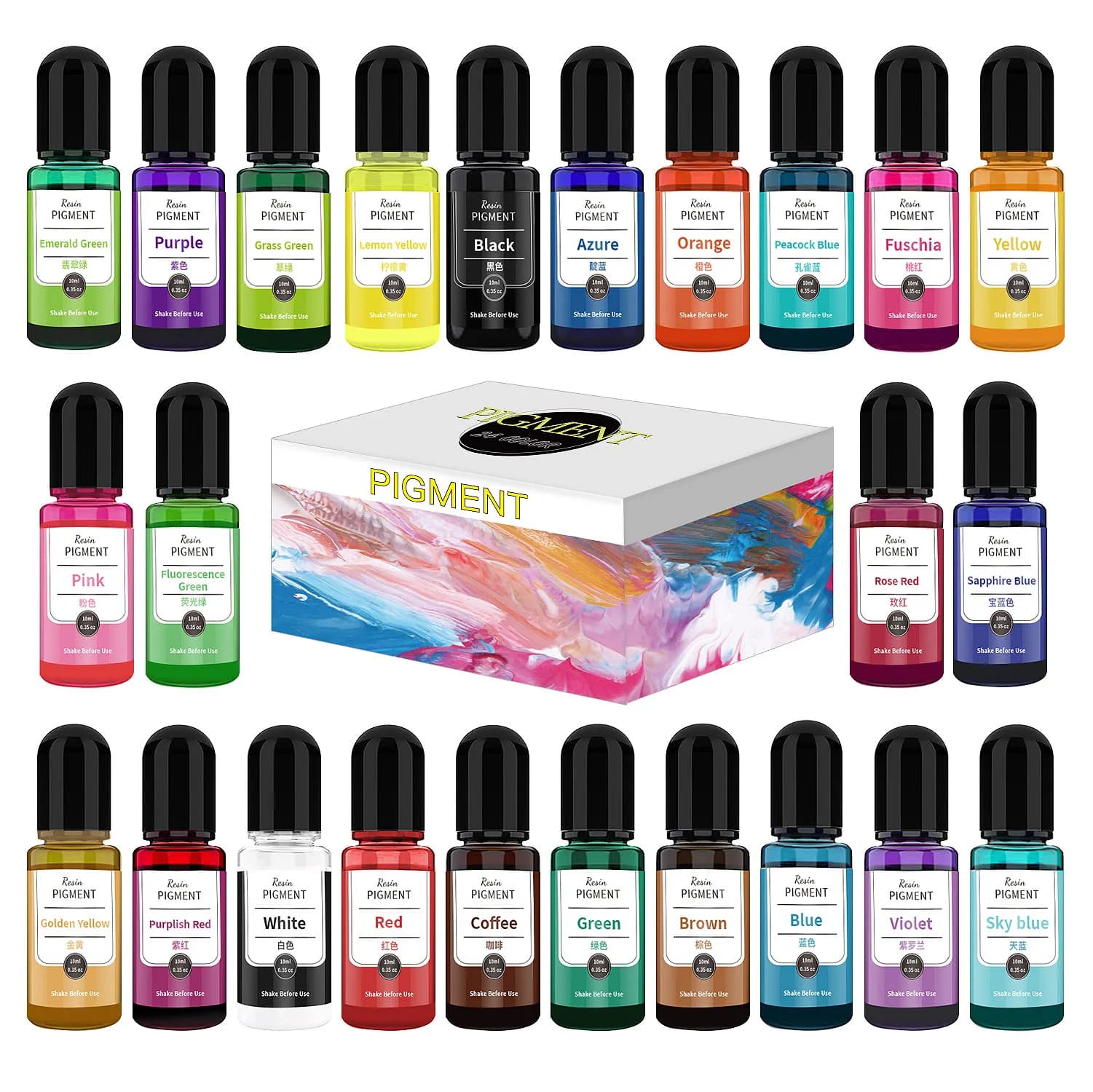 24/30 Colors Set 10ml Epoxy Resin Pigment Art Ink Alcohol Liquid Coloring Coloring Ink Diffusion For Epoxy Resin Creation of FAI Jewels by TE