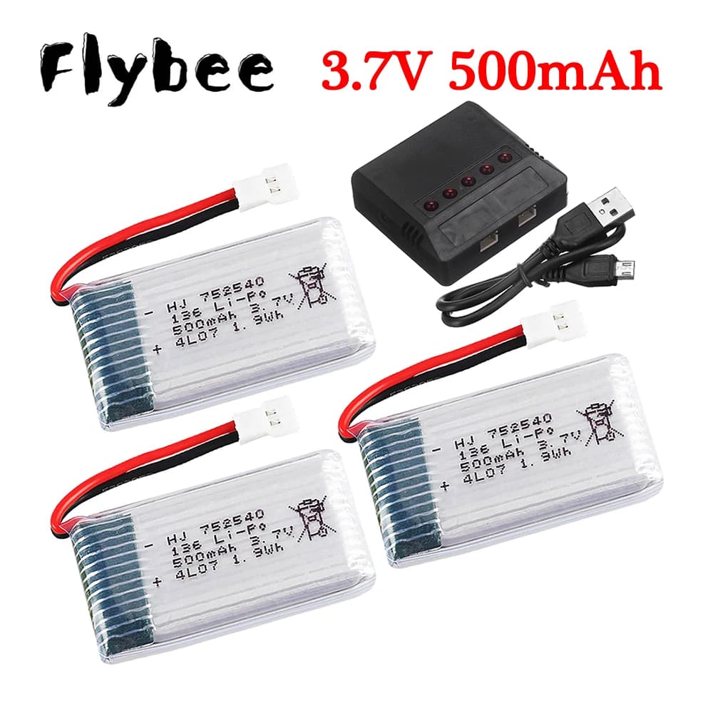 3.7V 500mAh 752540 Lipo Caricabatteria Per Syma X5C X5SW M68 Cheerson CX-30 H5C Drone Pezzi di Ricambio 3.7V Batteria Ricaricabile