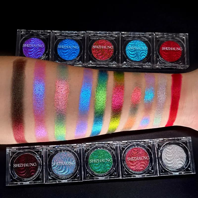 Ombretto Monocromatico Effetto Camaleonte Opaco Scintillante Glitterato Altamente Pigmentato Colore Singolo Fine Brillantezza Lucida Lunga Durata Trucco Occhi