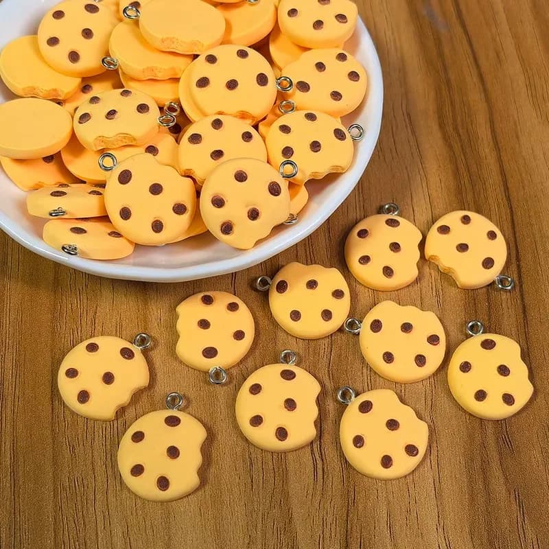10 pezzi di biscotti rotti, biscotti, ciondoli in resina, simpatici cartoni animati, snack, cibo, orecchino, collana, ciondolo, gioielli divertenti fai da te