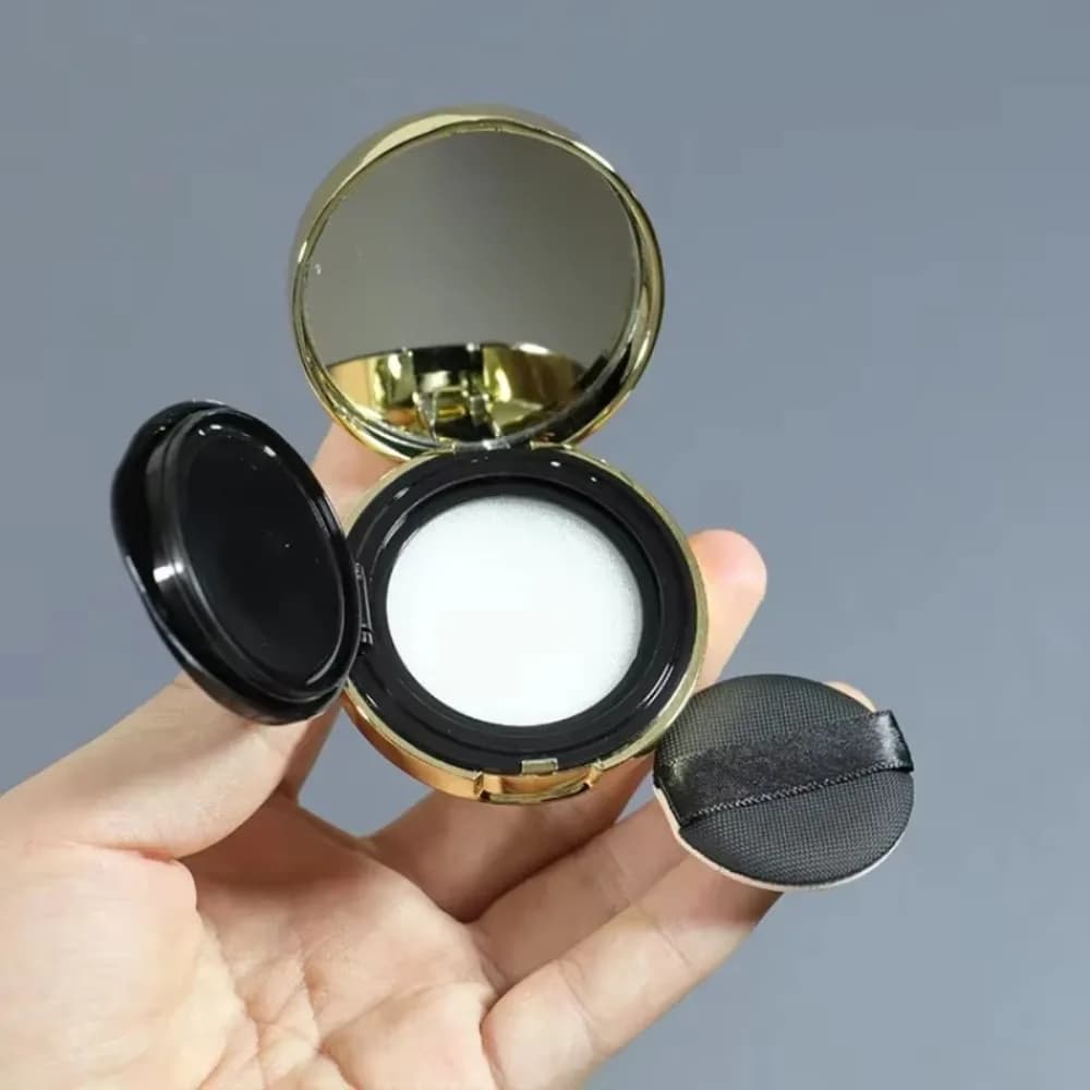 Portable Vacuum Container for Fondotinta Cushion with Mirror and Sponge - Mini DIY Box for BB Cream and Cosmetics