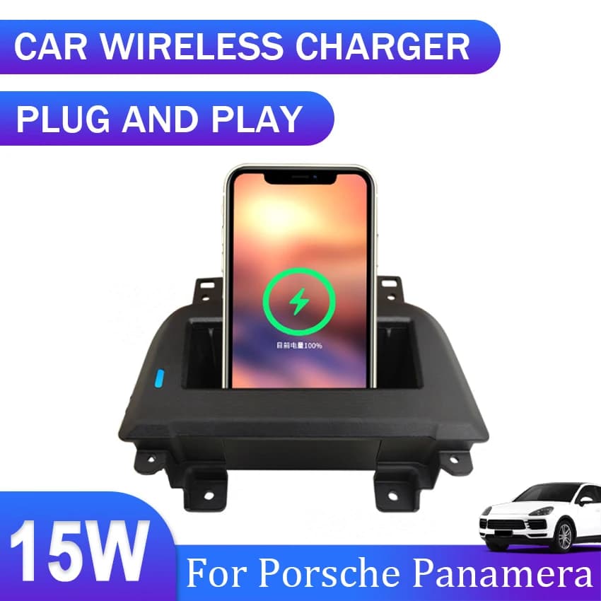 Auto QI Wireless Charger For Porsche Panamera 2017 ~ 2019 2020 2021 2022 wireless phone charger phone support accessories