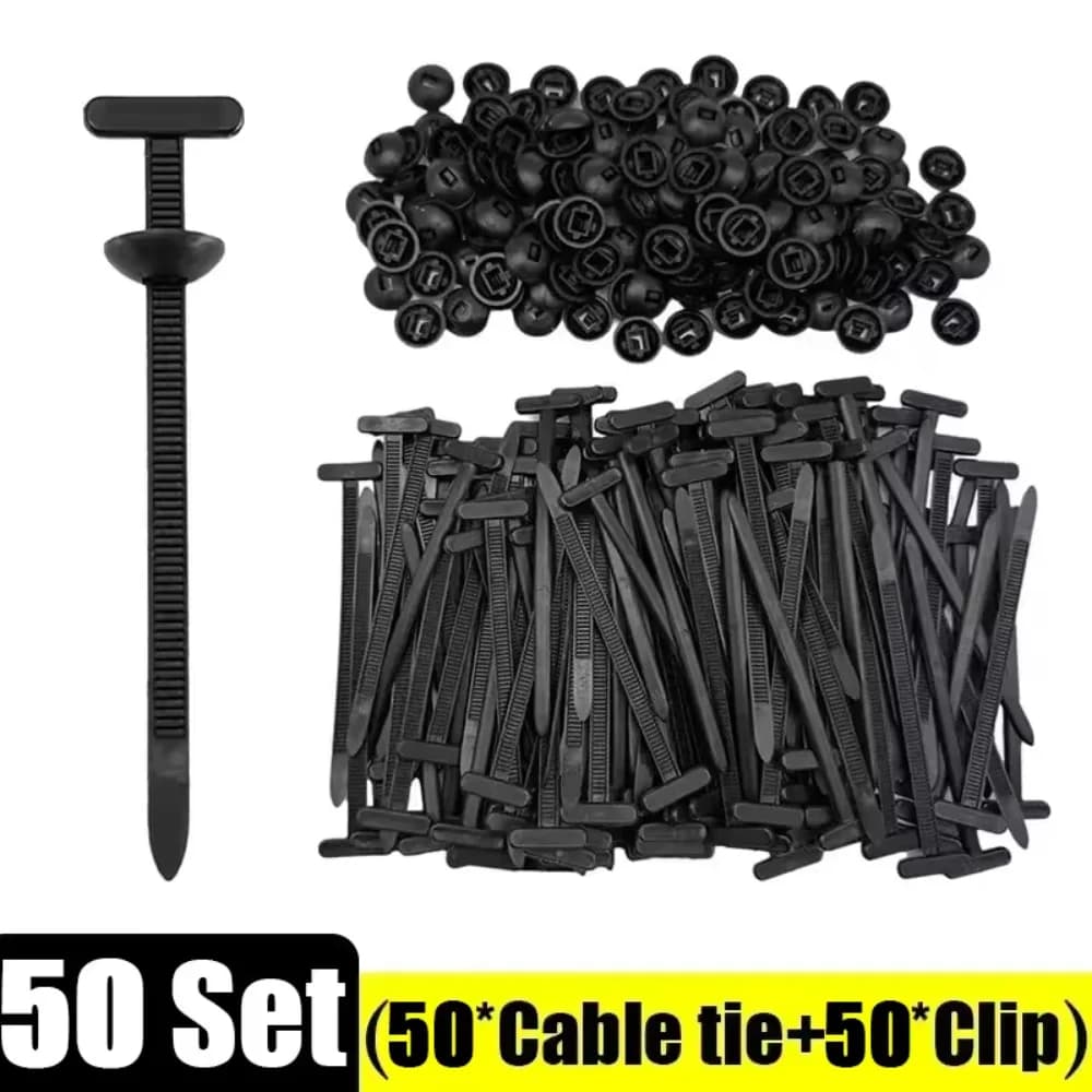 50 Pezzi Fascette Autobloccanti in Nylon, Clip per Cavi, Lacci a Sgancio Rapido, Fissaggi per Cavi Auto, Tubi e Fili
