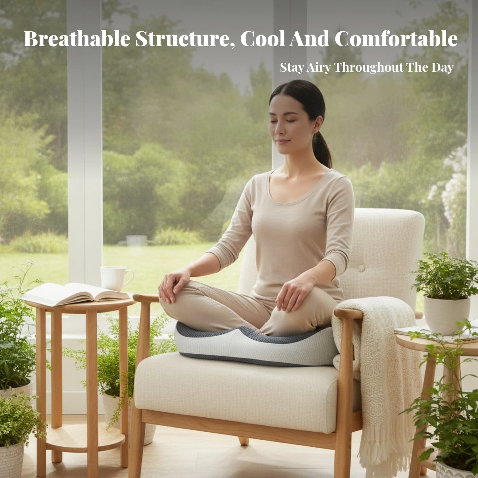 Memory Foam Zafu Pressure Relief Ergonomic Meditation Cushion Spine Alignment Split-Center Meditation Cushion