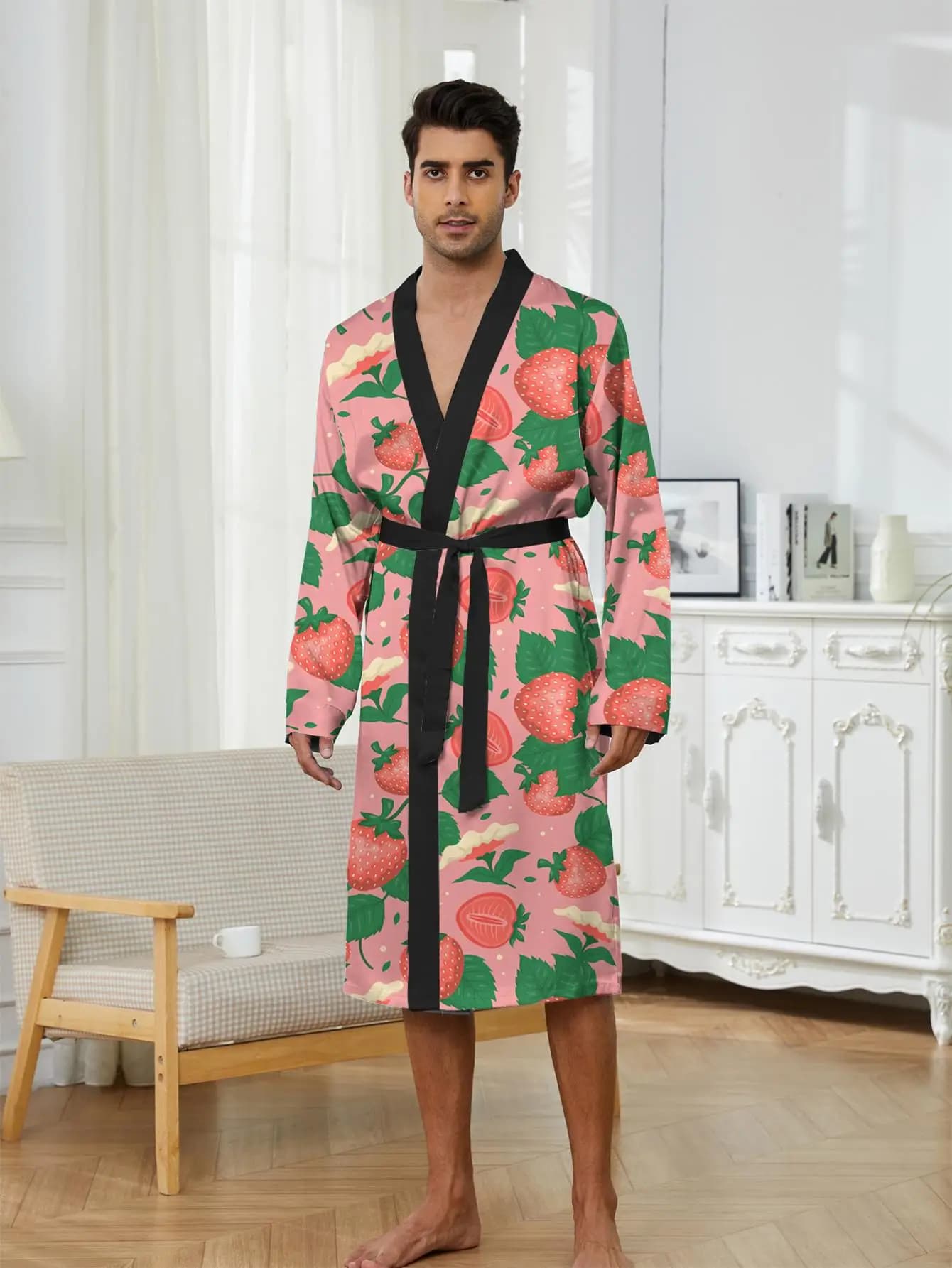 1pcs Men's Robes 2026 Spring/Summer 3D Printed Bathrobe men Bathrobe man Sleepwear Robes Robe man Graphic Breathable
