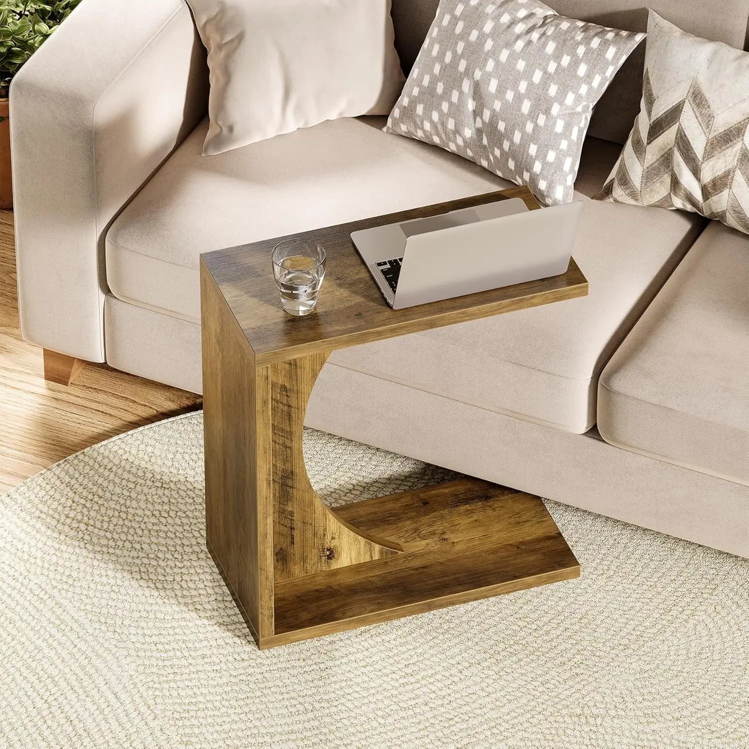 Tavolino a forma di C LITTLE TREE per divano e camera da letto - Tavolino piccolo per soggiorno, supporto per vassoio sopra il divano per laptop, snack