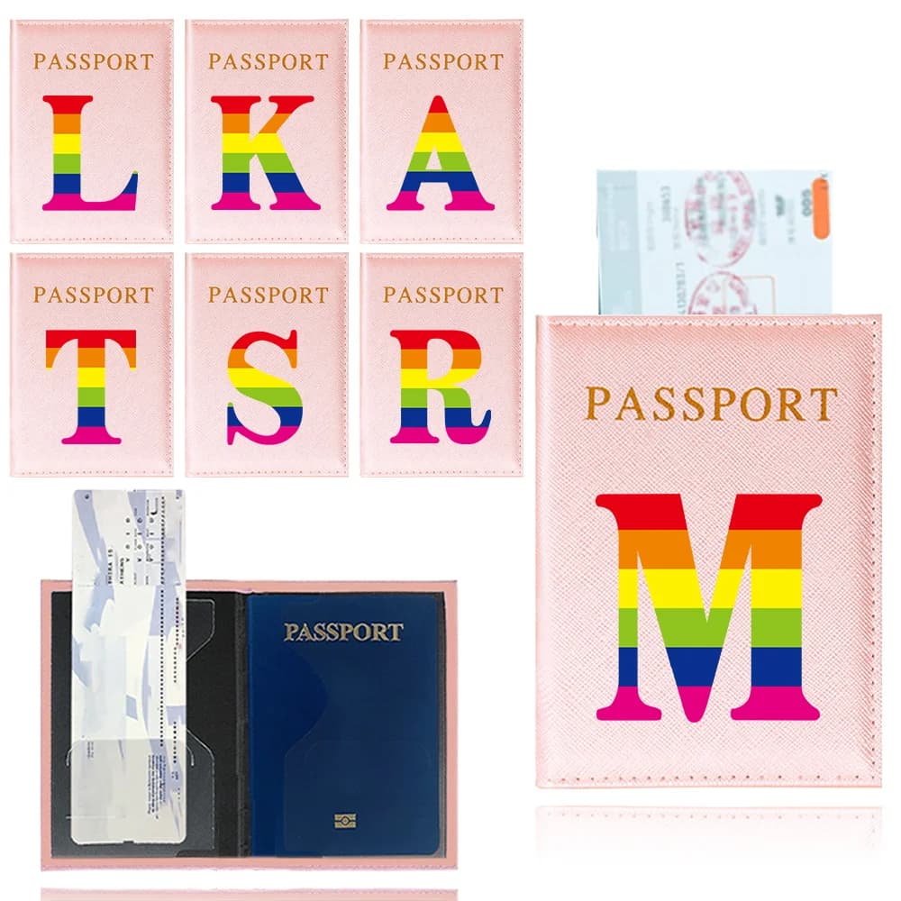 Copertina per Passaporto Rosa, Porta Passaporto Impermeabile, Custodia da Viaggio per Passaporto, Serie Arcobaleno Stampata, Porta Biglietti Aerei e Carte