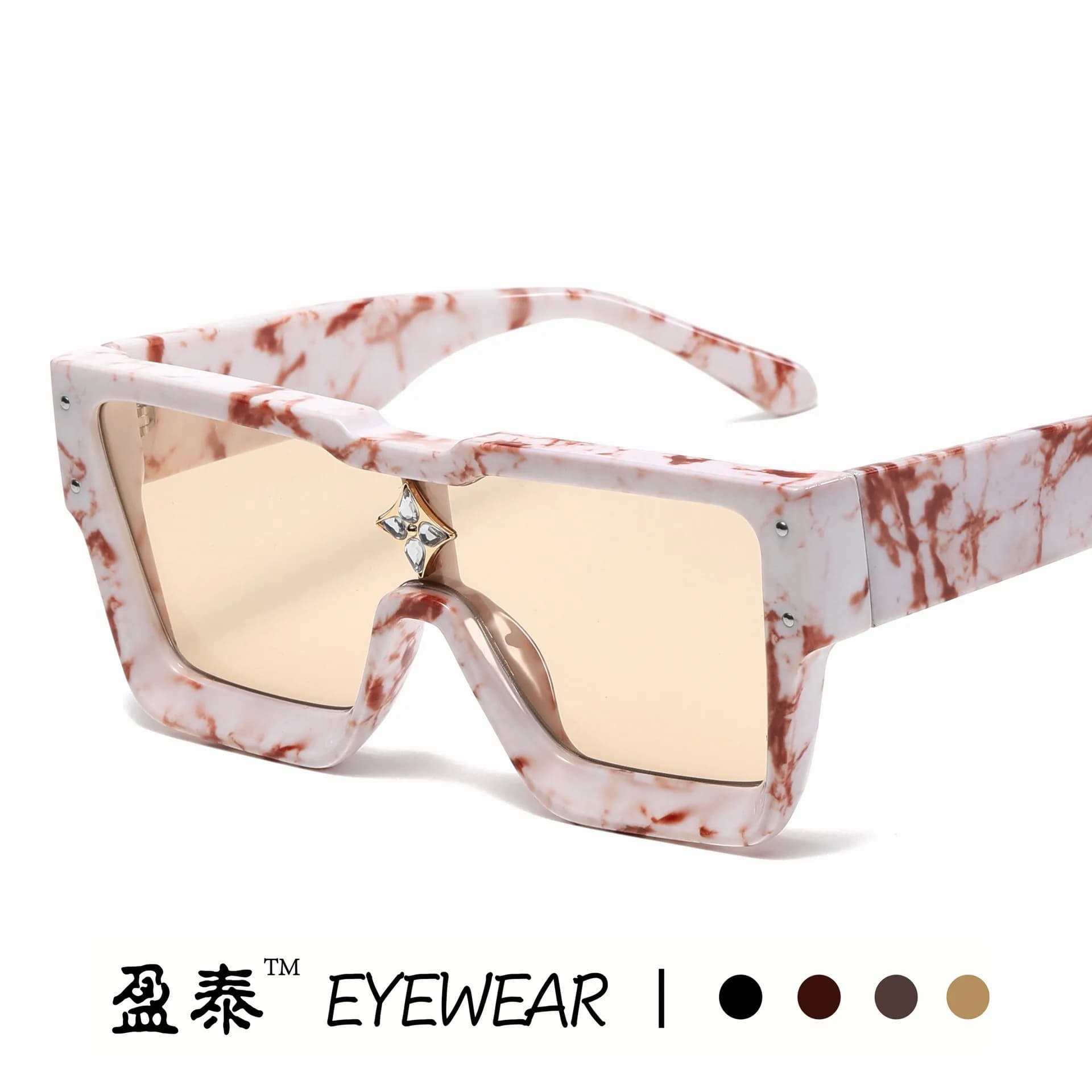 New large frame fashion sunglasses conjoined piece frame sunglasses women's personalized diamond rice nail sunglasses