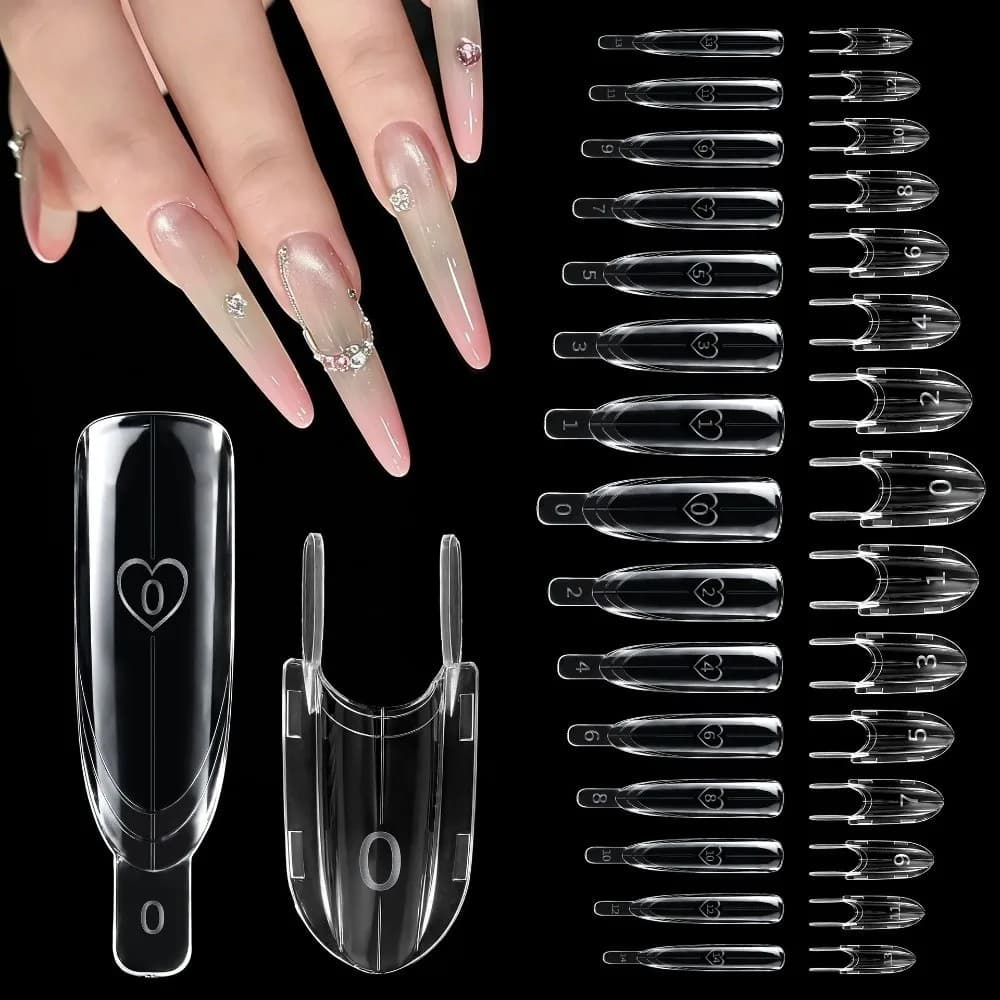 120 pz. Forme per unghie a doppio uso a forma di razzo, trasparenti, per copertura completa, estensione unghie, riutilizzabili, strumenti fai da te per manicure e nail art