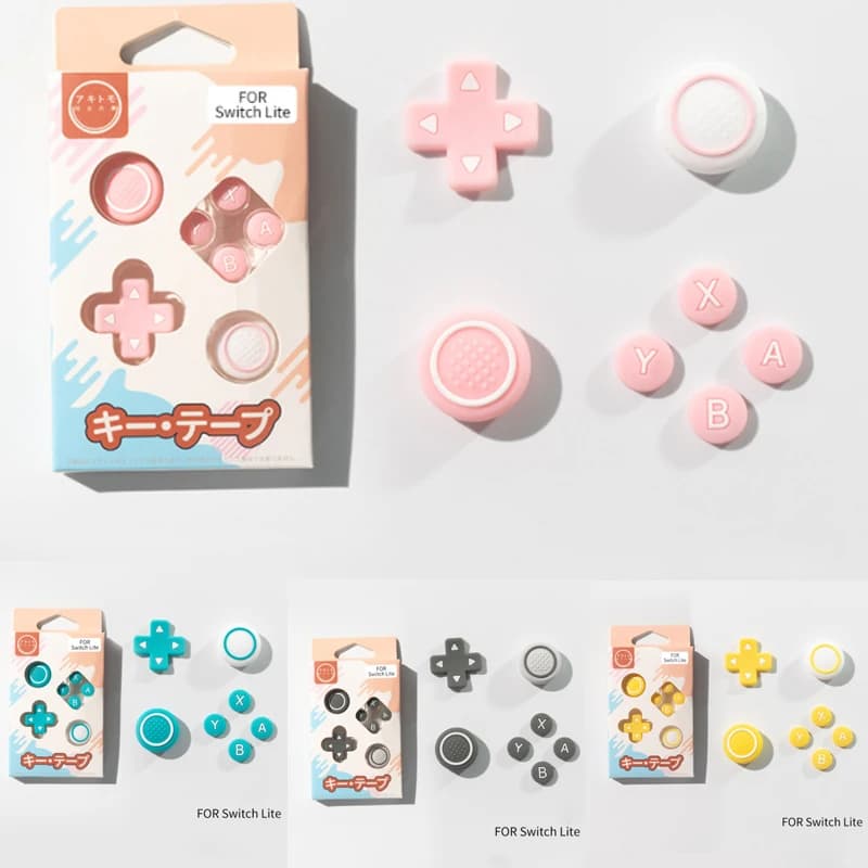 Nuovo Design Del Silicone Morbido D-pad Pulsante Croce ABXY Chiave Adesivo Custodia Della Pelle Per Switch Lite NS lite Joy-con Thumb Stick Cap copertura