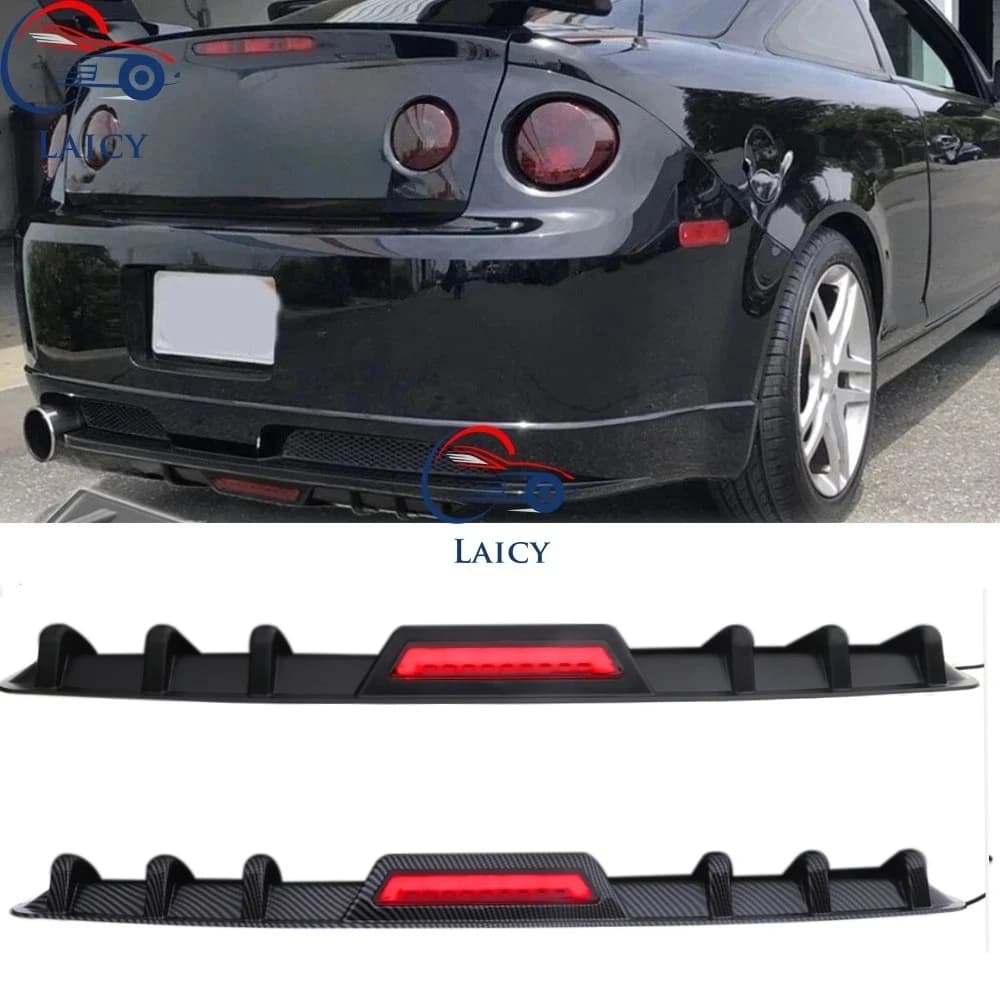 LAICY For C-hevy Cobalt SS LT Car Rear Bumper Diffuser Lip w/ Tail Brake Stop Splitter Spoiler Shark Fin Lip Kit Black