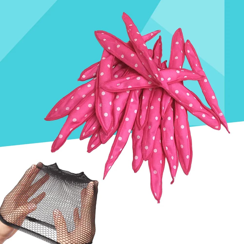 20 Pezzi Bigodini per Capelli Ecologici in Spugna per Styling Fai-da-Te, Onde Naturali, Uso Notturno, Accessorio per Capelli Femminili, Rosa