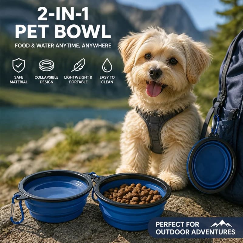 Portable Collapsible Dog Bowl TPE Foldable Pet Feeding Silicone Bowl Portable Travel Outdoor Water Food Bowl with Carabiner