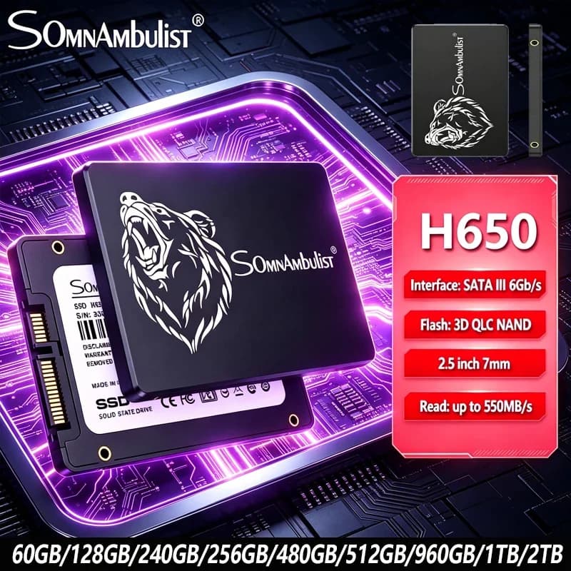 2026 SomnAmbulist SSD 120GB 240GB 480GB 960GB Internal Sata3 Solid State Drive 2.5 128GB 256GB 512GB 1TB 2TB SSD for PC Laptop