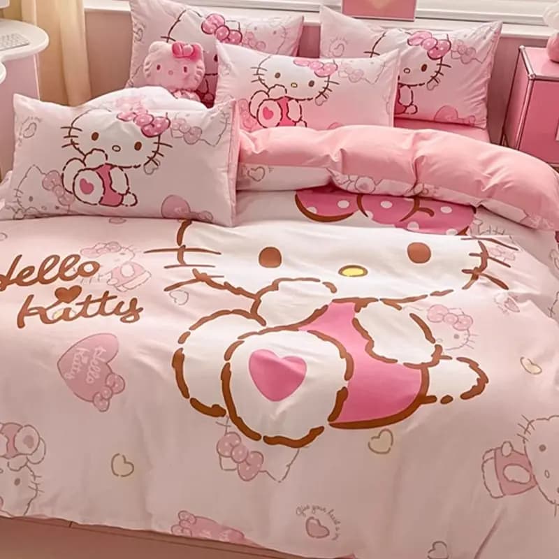 Baby bed original Hellokitty Set of four pieces 100% Cotton cover Federa Set of 3 pieces