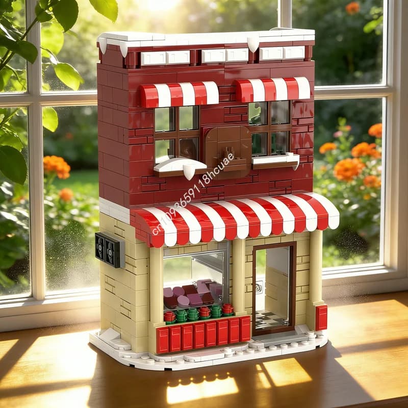 624pcs MOC Winter Village Butcher Shop Seasonal Christmas Model Toys Building Blocks Architecture Christmas Gifts Creative Idea