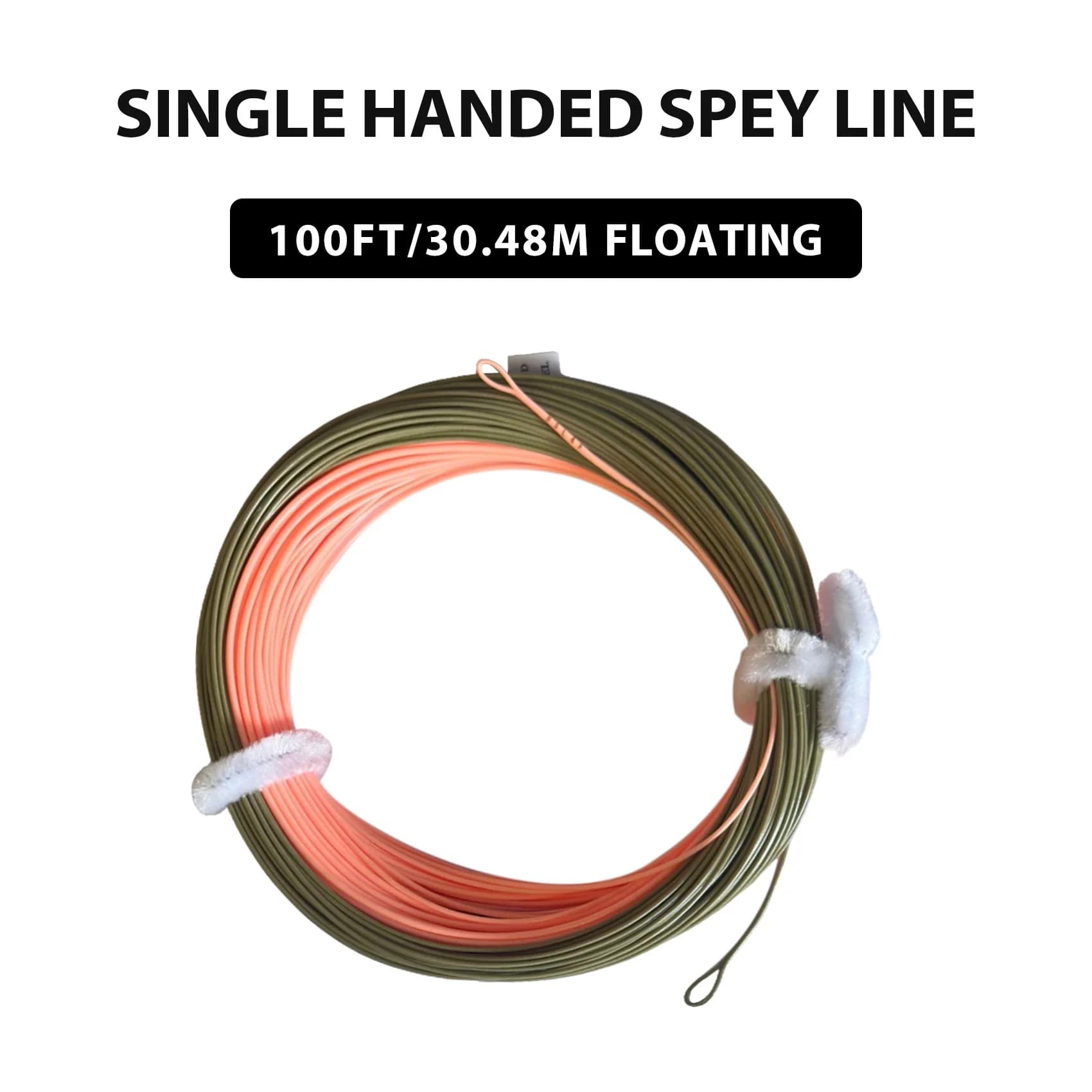 Lenza da Pesca a Mosca Spey Monofilo 100FT Bicolore con Anelli Saldati Rivestita in PVC per Canna da Pesca a Mosca 3-8wt