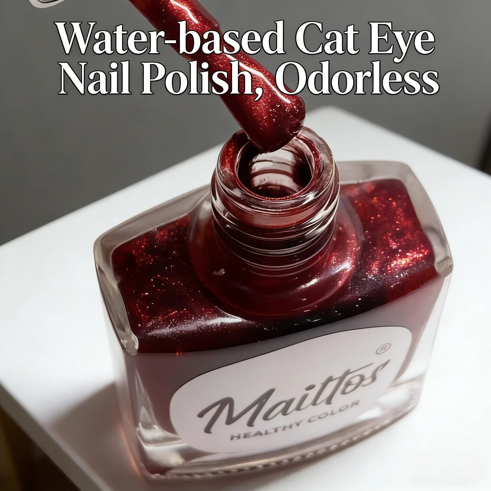 WA526 Crimson 12ml Smalto per unghie a base d'acqua effetto occhio di gatto, senza bisogno di essiccazione, inodore, con magnete, si asciuga rapidamente, non necessita di lampada UV, facile da rimuovere