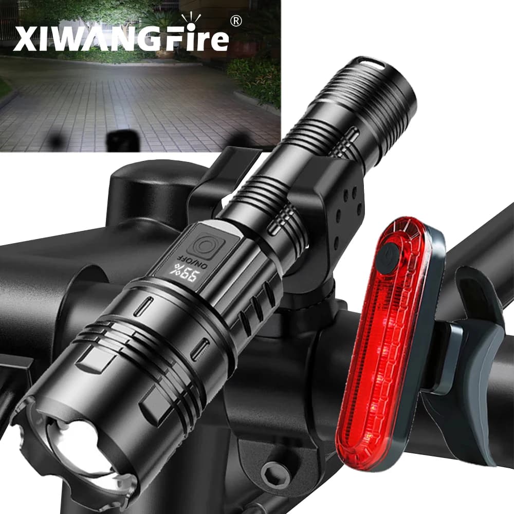 Bicycle Headlight Set Bike Front Rear Light Set Bike Headlight Set with USB Charging Waterproof MTB Backlight LED Lantern Bicycle Accessories
