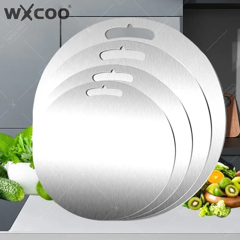 WXCOO 304 Stainless Steel Antibacterial Cutting Board Food-Grade Thickened Double-Sided Kitchen Chopping Board