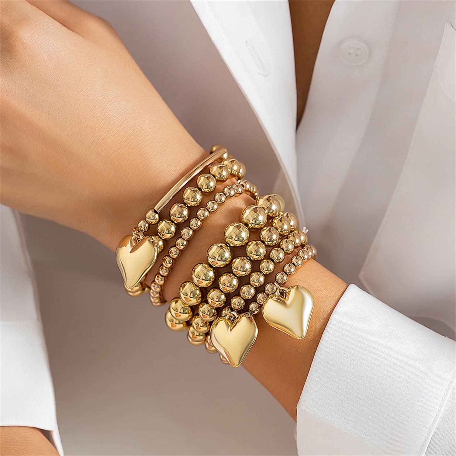 WAKA Set di braccialetti a strati alla moda per le donne Braccialetti con ciondoli con ciondolo a forma di cuore e lucchetto Dichiarazione per feste da indossare ogni giorno Regali di gioielli di moda