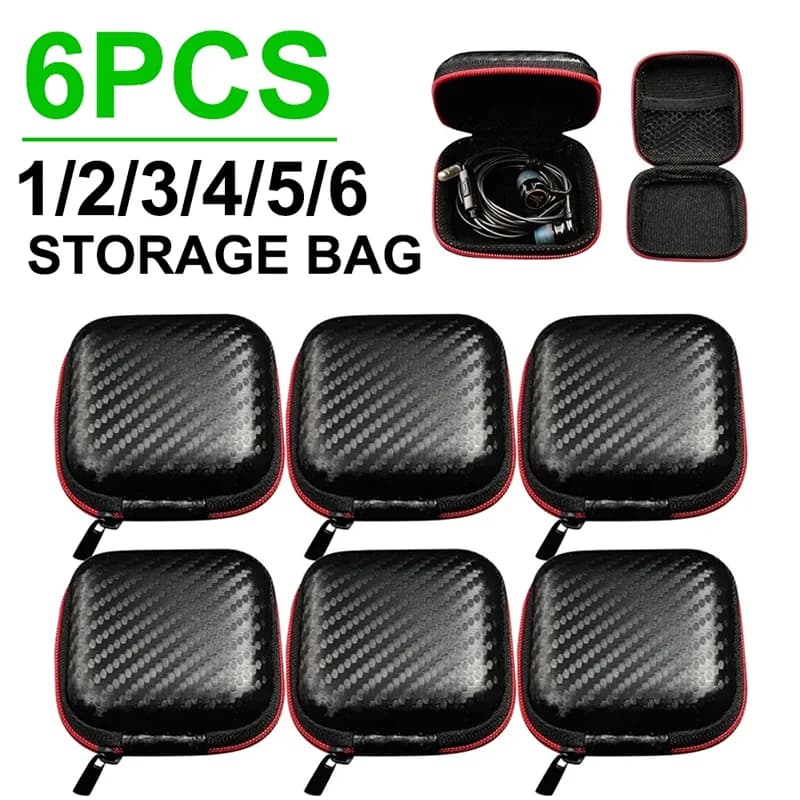 Borsa portaoggetti per auricolari in EVA da 2/4/6 pezzi, custodia portatile con cerniera per cavo USB, organizer per cuffie, custodia da viaggio multifunzionale