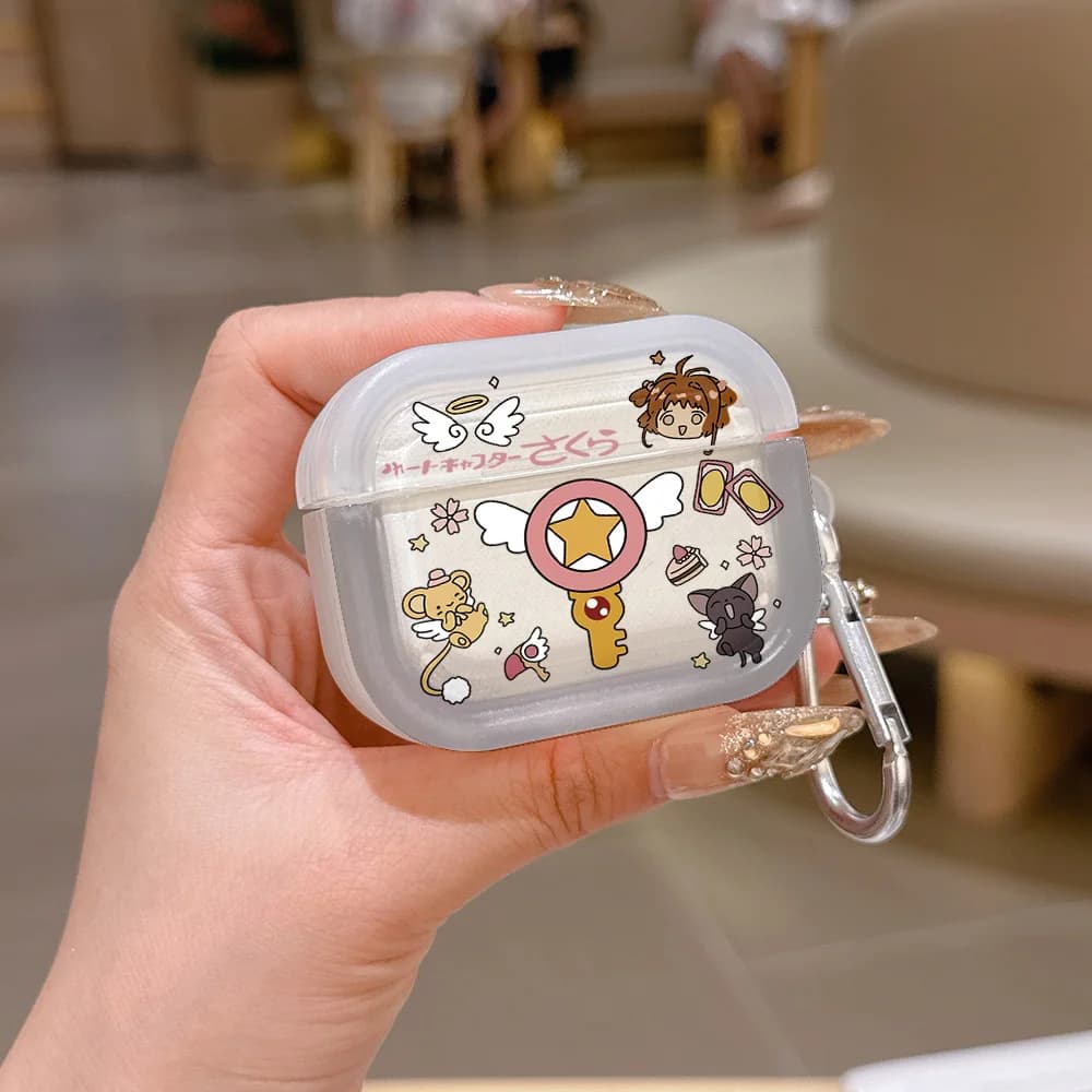 Doodle Cardcaptor S-Sakura Translucent Silicone Case for Airpods 4 3 Pro 2 1 Wireless earphone Headphone Pro2 Protective Covers