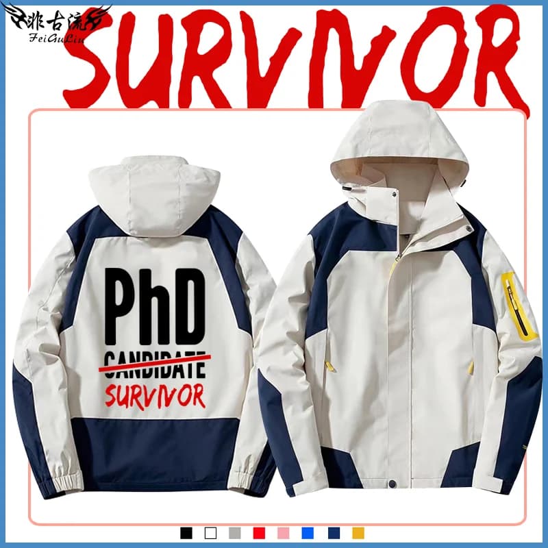 PhD Creative Windbreaker Jacket Loose Graduation Paper Outerwear for Men And Women Spring Autumn Seasonal Graduate Student Cl...