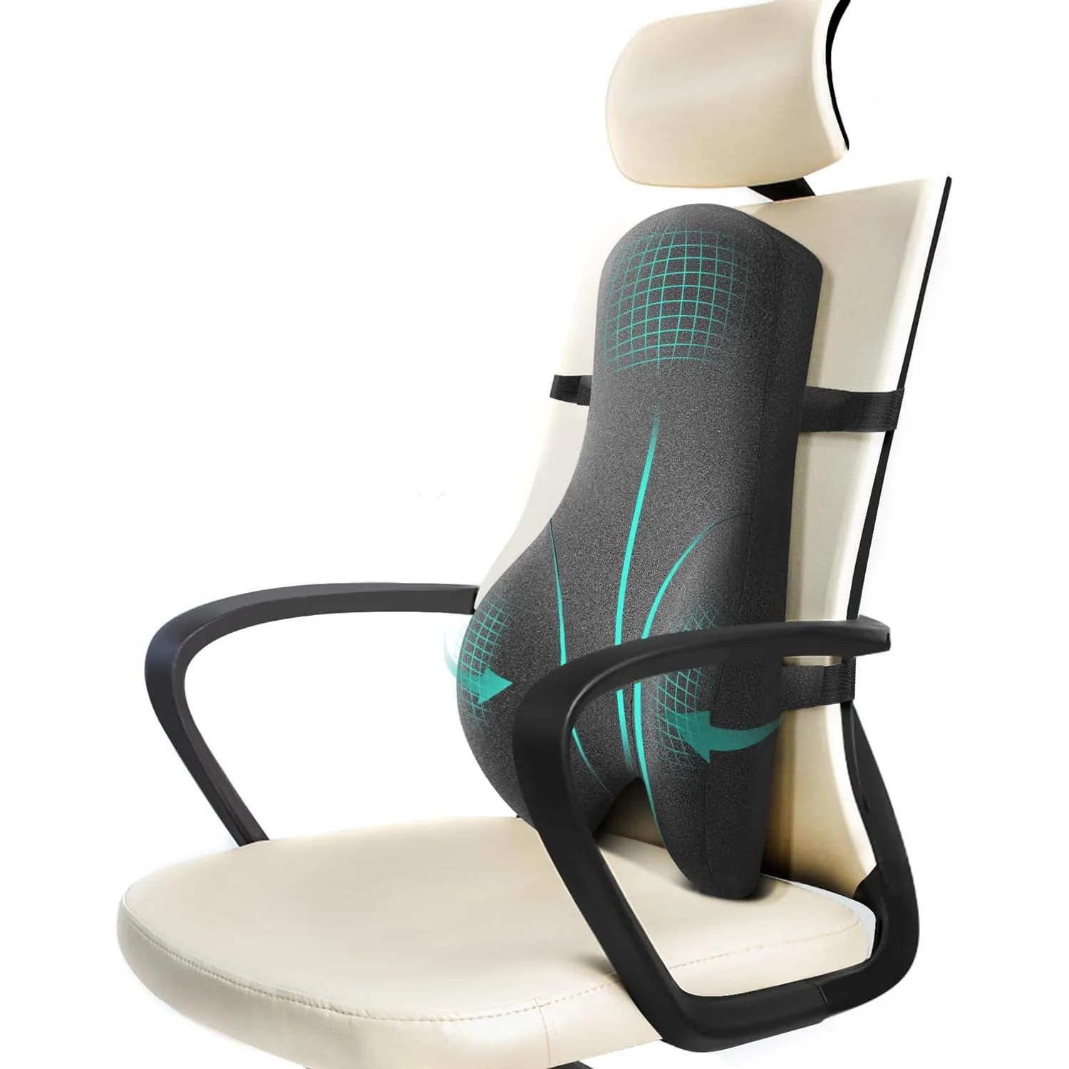 Cuscino di supporto lombare per sedia da ufficio Cuscino di supporto lombare confortevole e traspirante per sedia con schienale da ufficio reclinabile